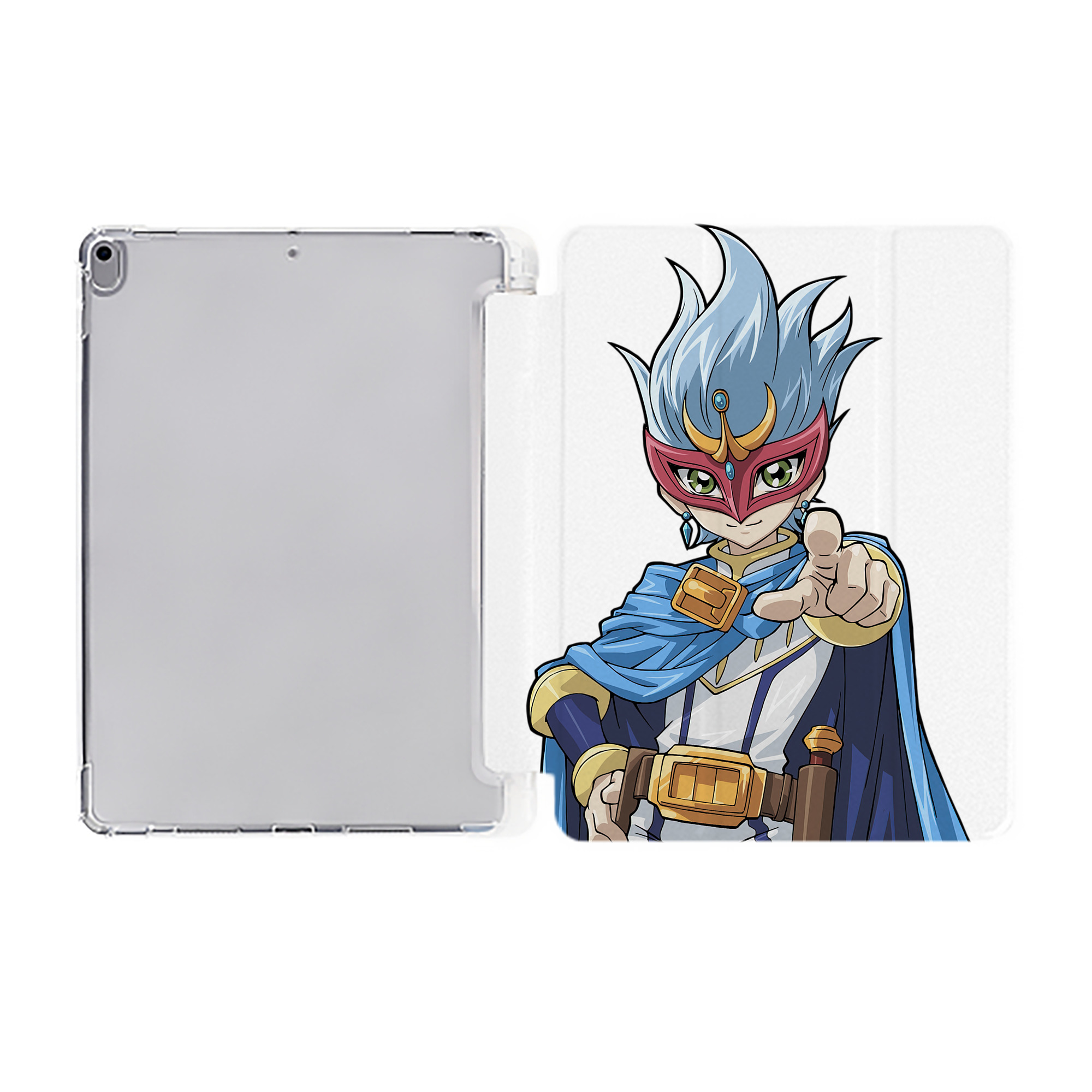 （画像用） 遊☆戯☆王 Yu-Gi-Oh! IPad ケース ペン収納付き 三つ折りスタンド PUレザー×シリコン 対応機種9.5/10.5/10.9インチ